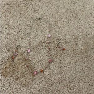 Pink and orange earrings and necklace set